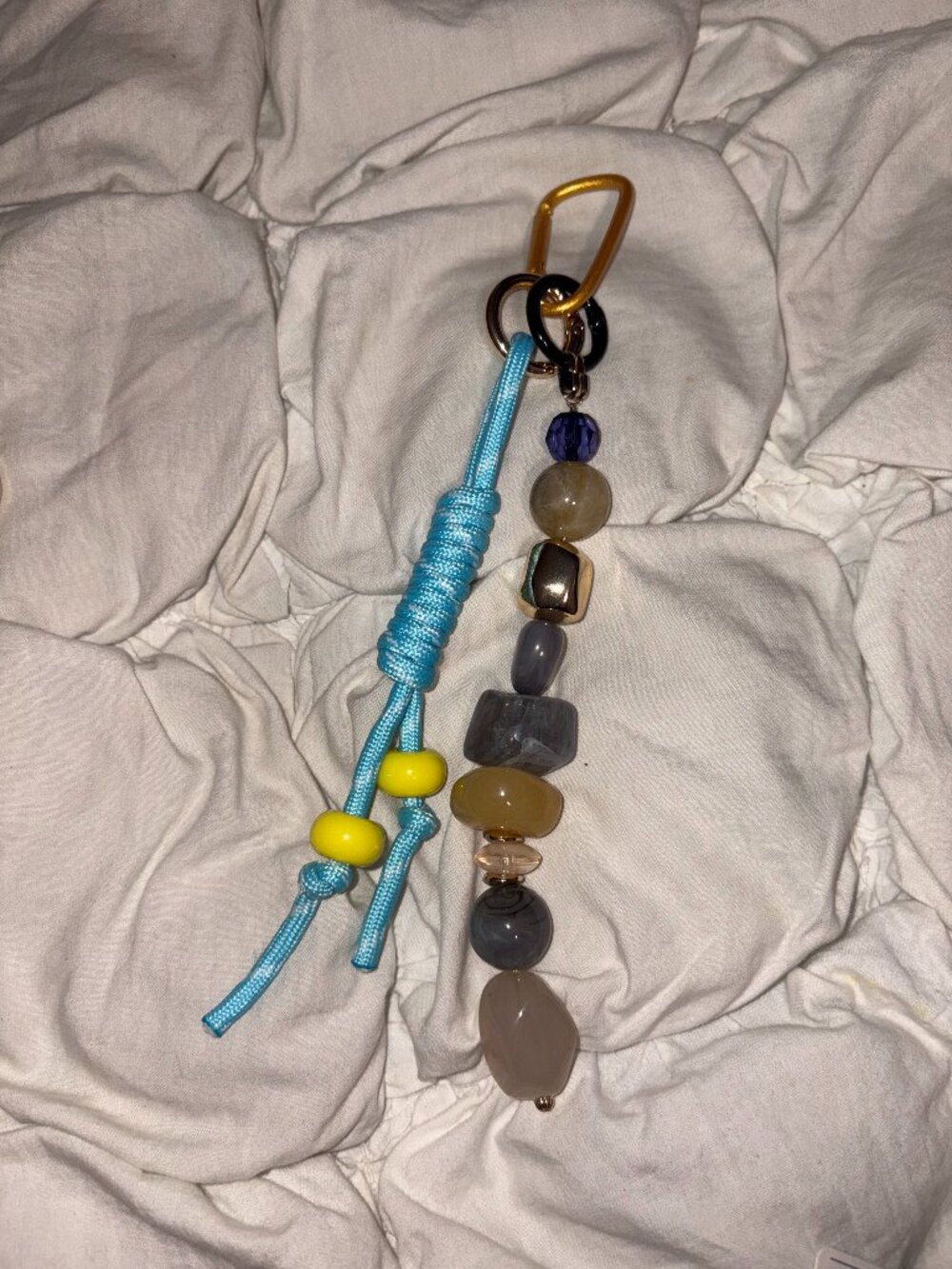 Free People Blue & Yellow Beaded Carabiner Bag Charm